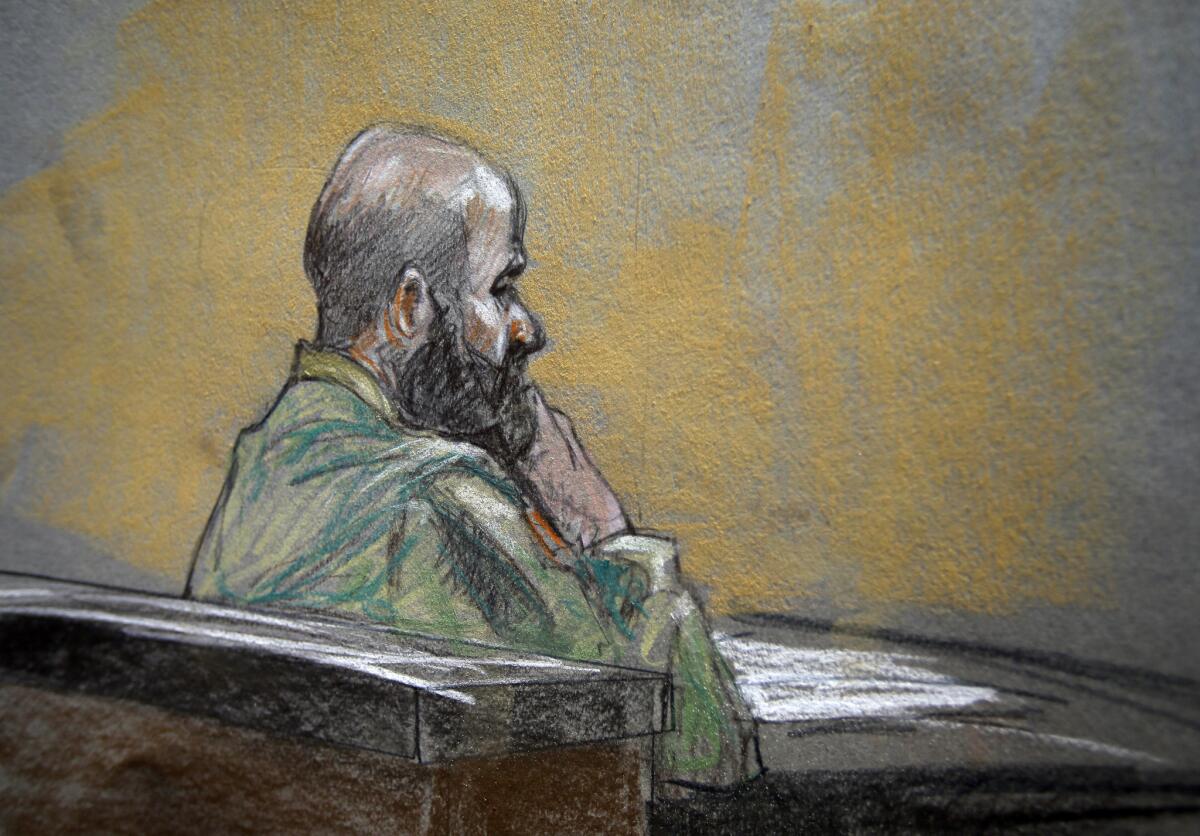 Ft. Hood shooter Army Maj. Nidal Malik Hasan, in a courtroom sketch during court martial, says he wants to be a citizen of Islamic State.