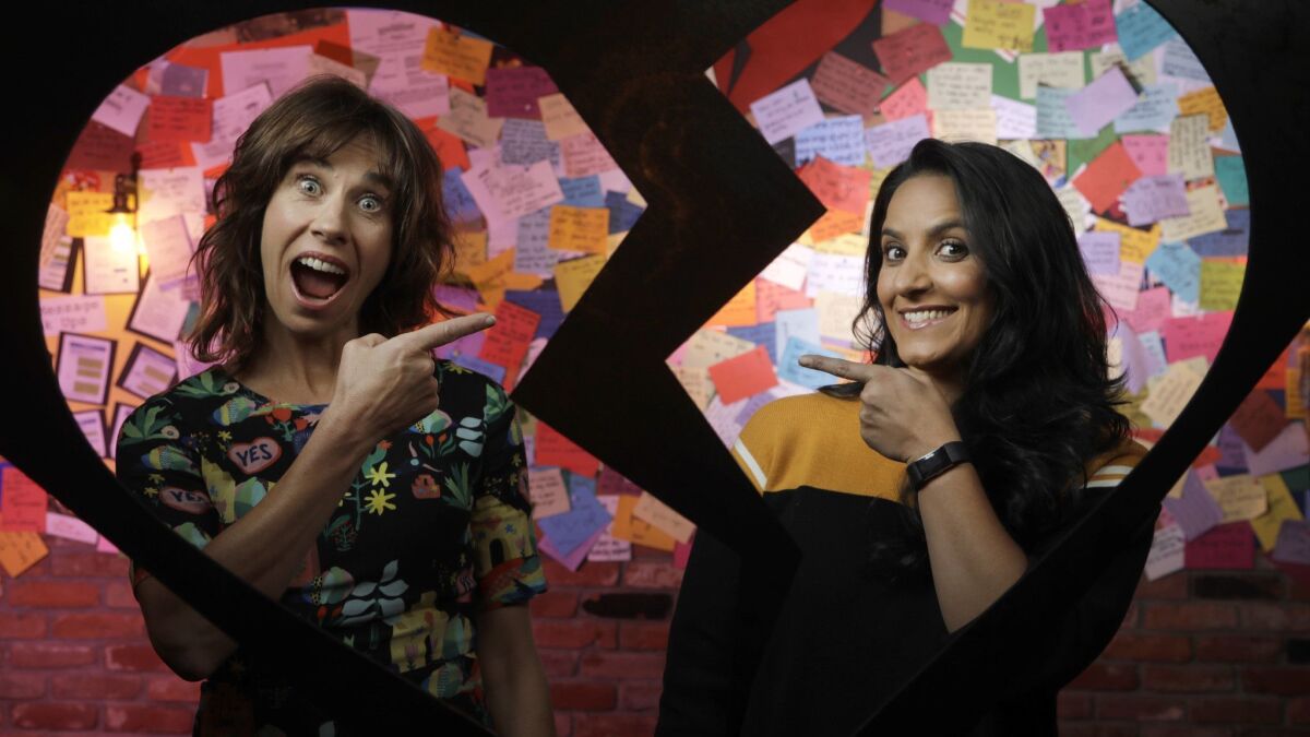 Jackie van Beek, left, and Madeleine Sami wrote, directed and star in the unconventional rom-com "The Breaker Upperers."