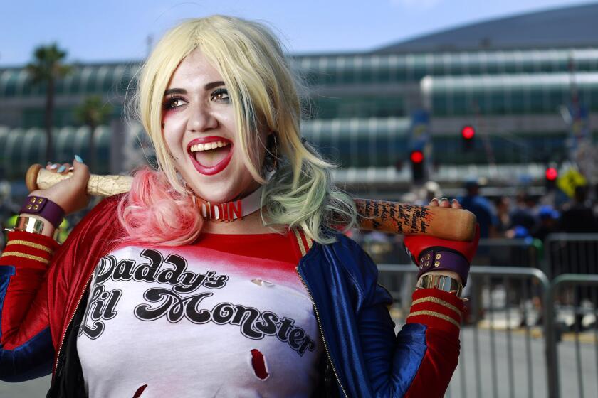 Ruth Rodriguez of San Diego dressed as Harley Quinn at Comic-Con in San Diego on July 22, 2017.