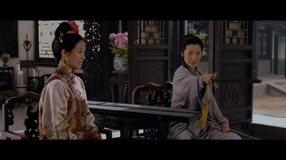 Two women in Chinese dress in the film "Crouching tiger, hidden dragon."