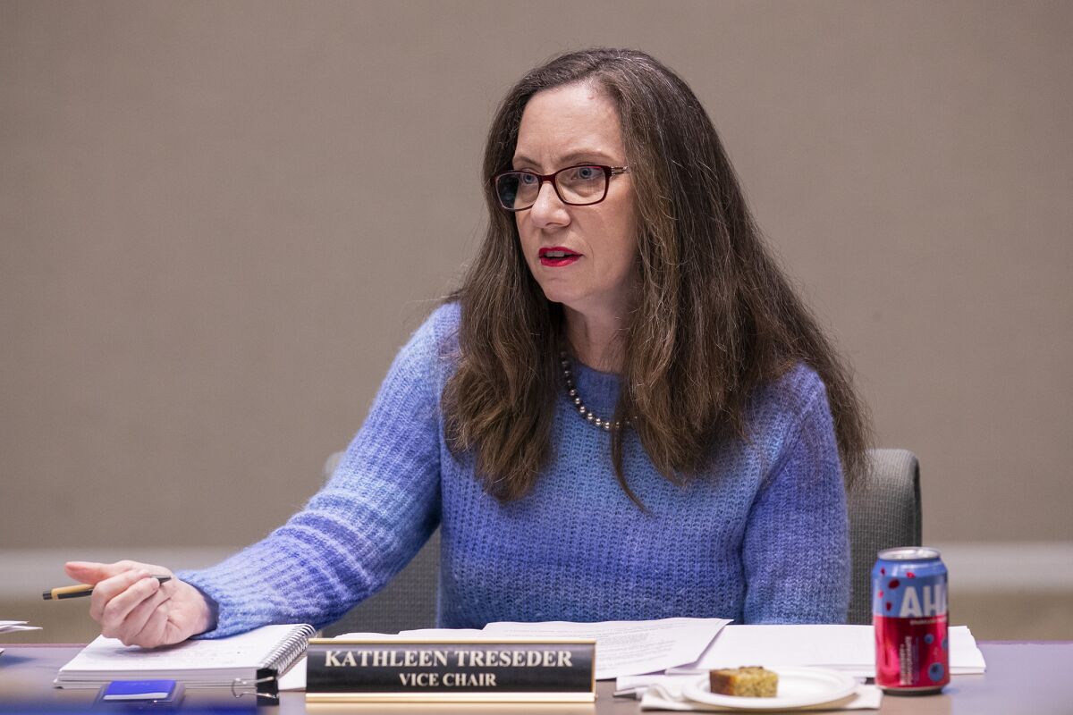 Orange County Power Authority board vice chair Kathleen Treseder attends Wednesday's meeting in Irvine.
