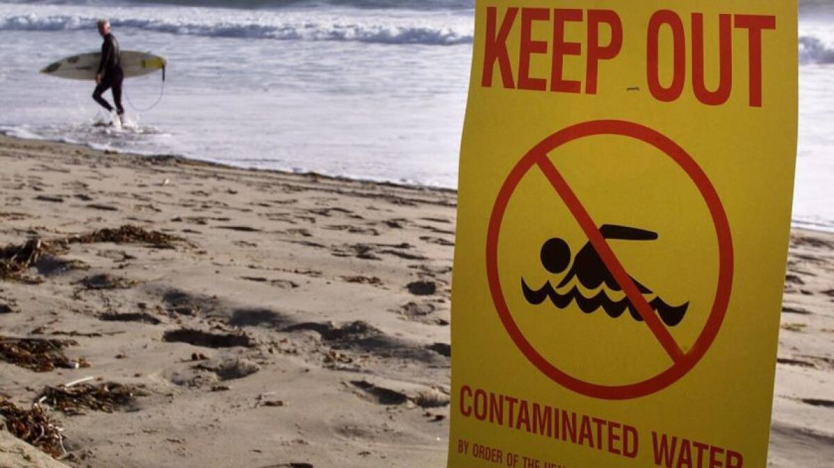 The Orange County Health Care Agency said much of Huntington Harbour is closed to swimming, surfing and diving due to a 60,000-gallon sewage spill.