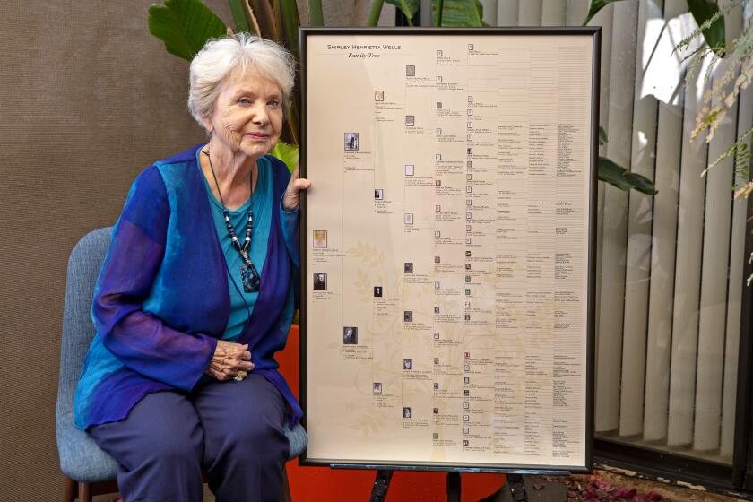 Shirley Ruge has been working on her family tree for decades. She's now concerned that all this genetic data could be exploited for profit. For David Lazarus column, Apr. 2021. (Dave Folks)