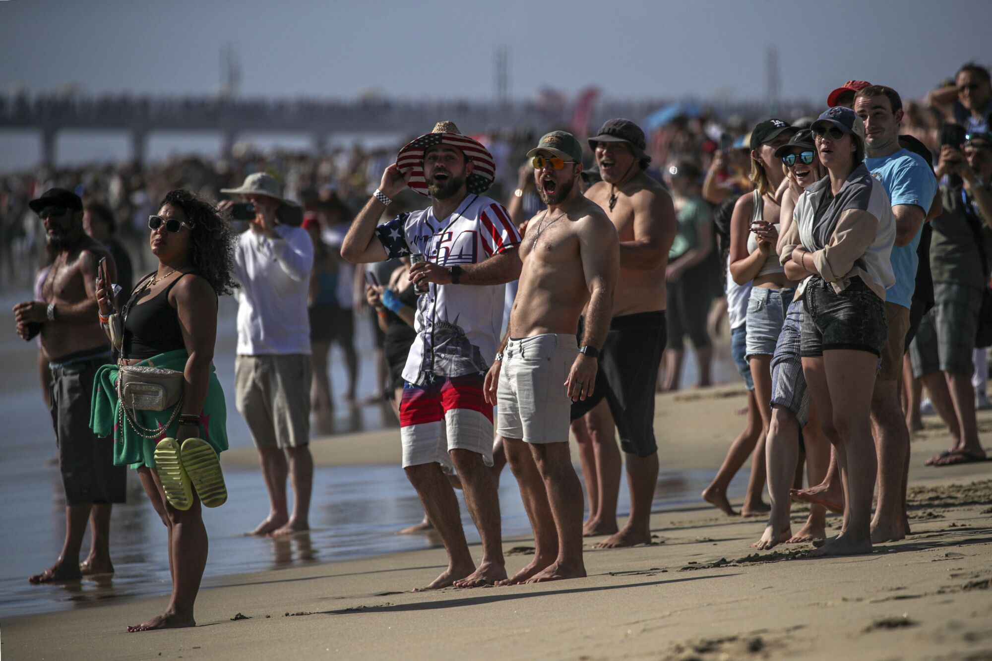 Air show spectators on the beach