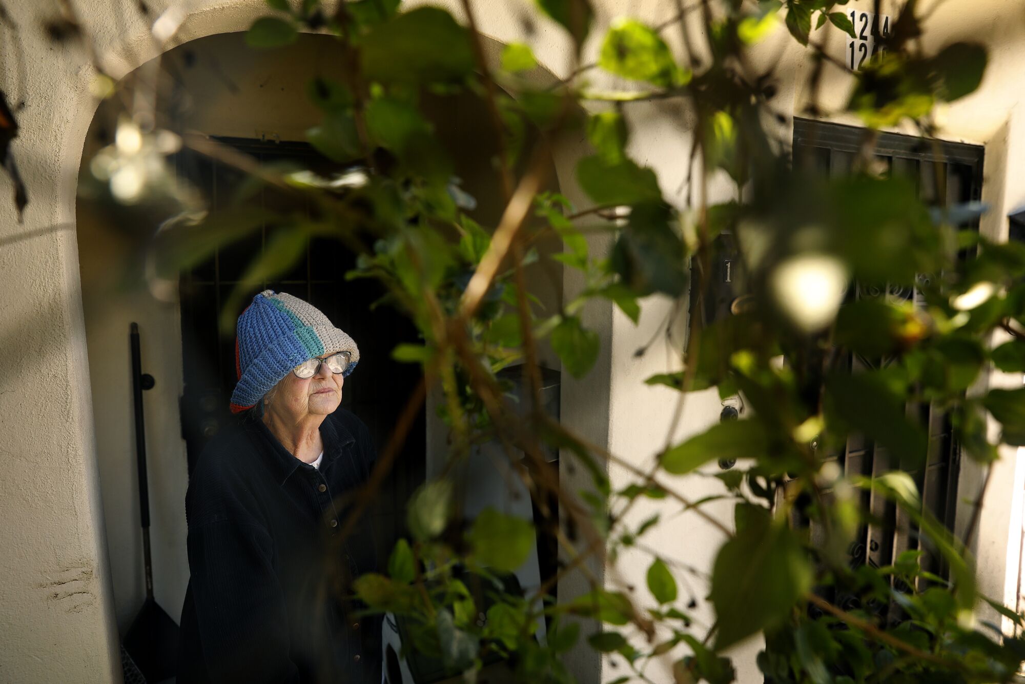 Virginia Watson, 80, outside of her apartment. 