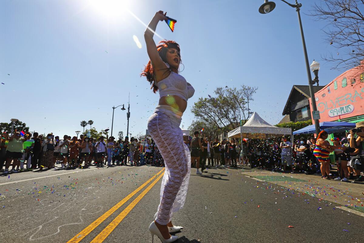 Vivenne Vita performs at the Orgullo Fest held in Boyle Heights on June 27, 2021.