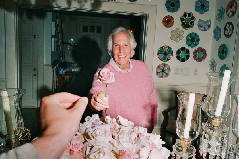 LOS ANGELES, CA - MAY 09, 2022: Actor Henry Winkler photographed in his Brentwood home. Winkler stars in HBO's "Barry" as the acting teacher who has just discovered one of his students is a hired assassin who killed his girlfriend, the cop. (CREDIT: Peter Fisher / For The Times)