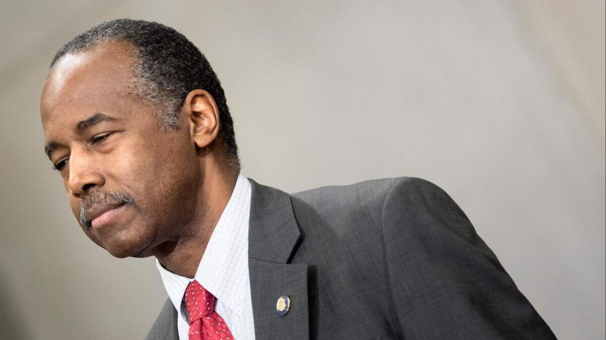HUD Secretary Ben Carson, whose agency's proposed regulation could bounce 55,000 U.S. children from public housing because a family member is here without permission.