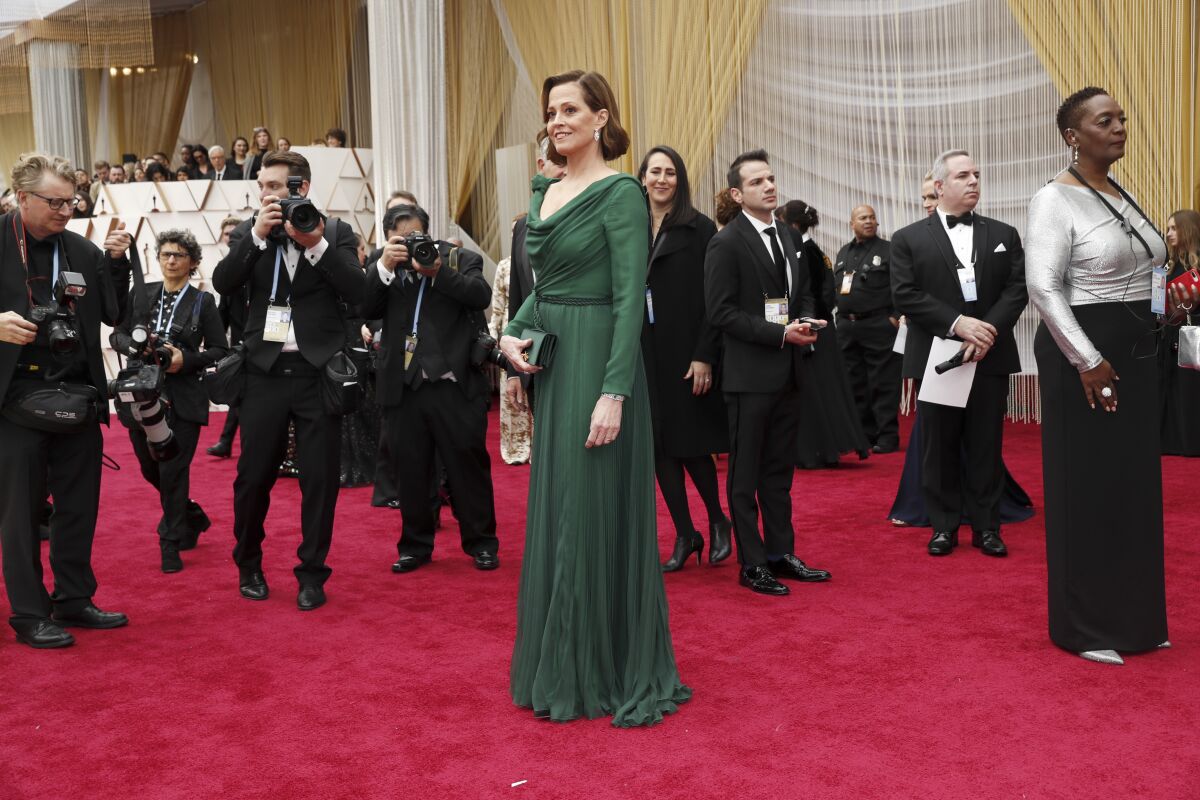 Sigourney Weaver arriving at the 92nd Academy Awards.