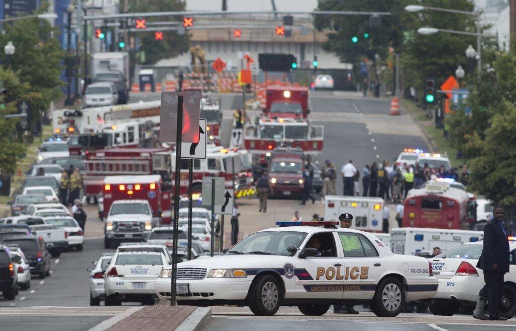 Emergency vehicles at Washington shooting site