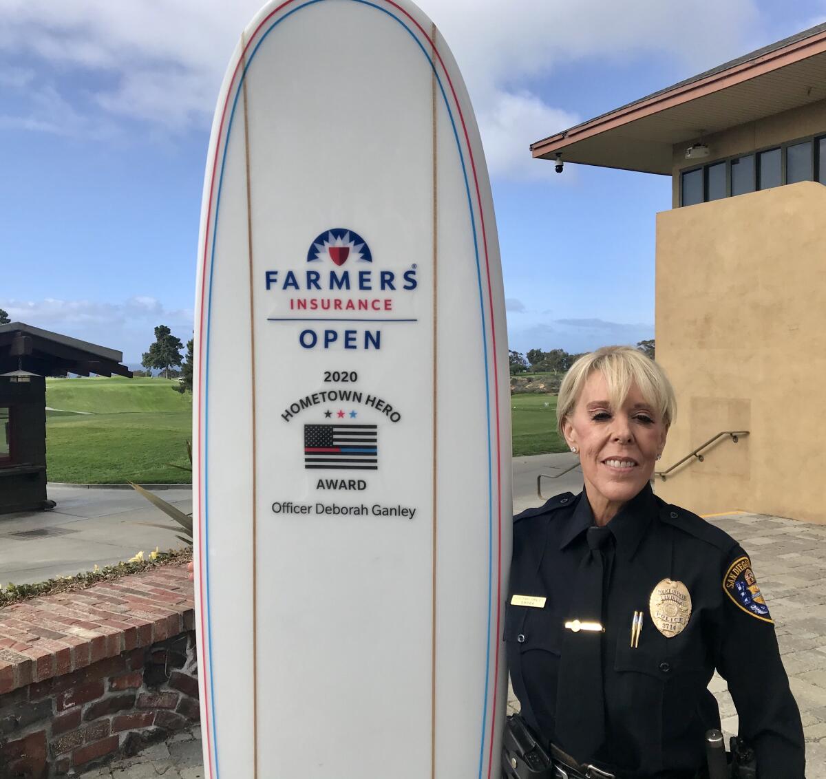 Police officer Debbie Ganley has guarded and guided players ranging from Tiger Woods and Phil Mickelson to Ernie Els and John Daly at San Diego's annual PGA Tour stop.