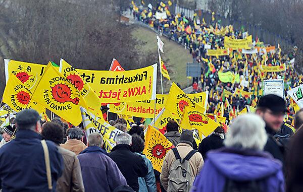 Anti-nuclear protesters in Neckarwestheim, Germany
