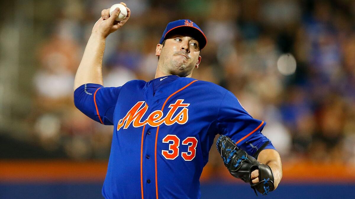 Mets pitcher Matt Harvey, who had ligament-replacement surgery in his right elbow last year, has been advised to pitch a maximum of 180 innings this season. He's at 166 1/3 after Wednesday's start.
