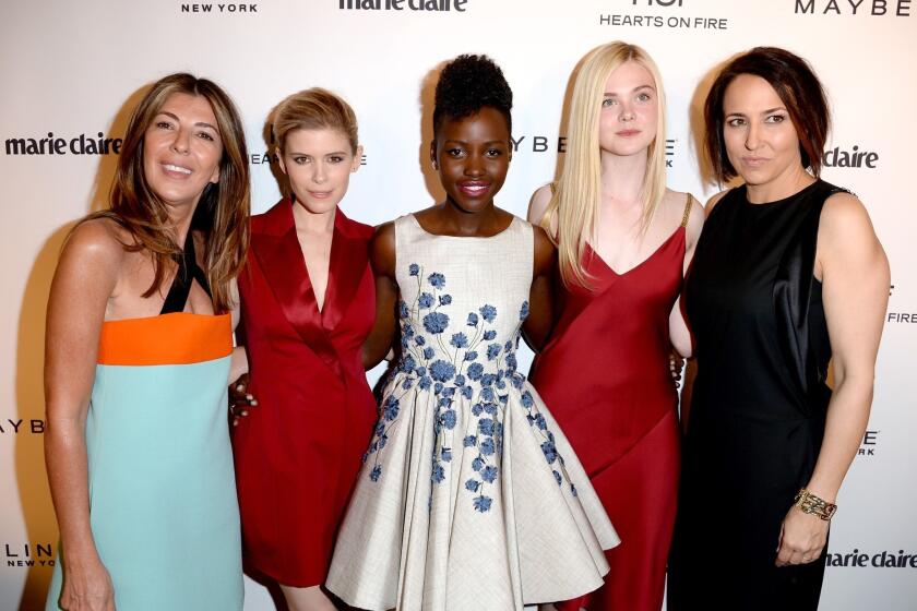 Marie Claire creative director Nina Garcia, left, actors Kate Mara, Lupita Nyong'o and Elle Fanning and Marie Claire Editor in Chief Anne Fulenwider attend the magazine's celebration.