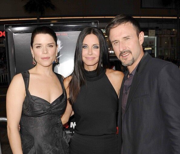 "Scream" actors Neve Campbell, left, Courteney Cox and David Arquette are together again for the reboot of their popular horror movie franchise. This movie has Campbell's Sidney Prescott, now an accomplished self-help author, return home to her creepy suburban town of Woodsboro just in time to relive the terror all over again.