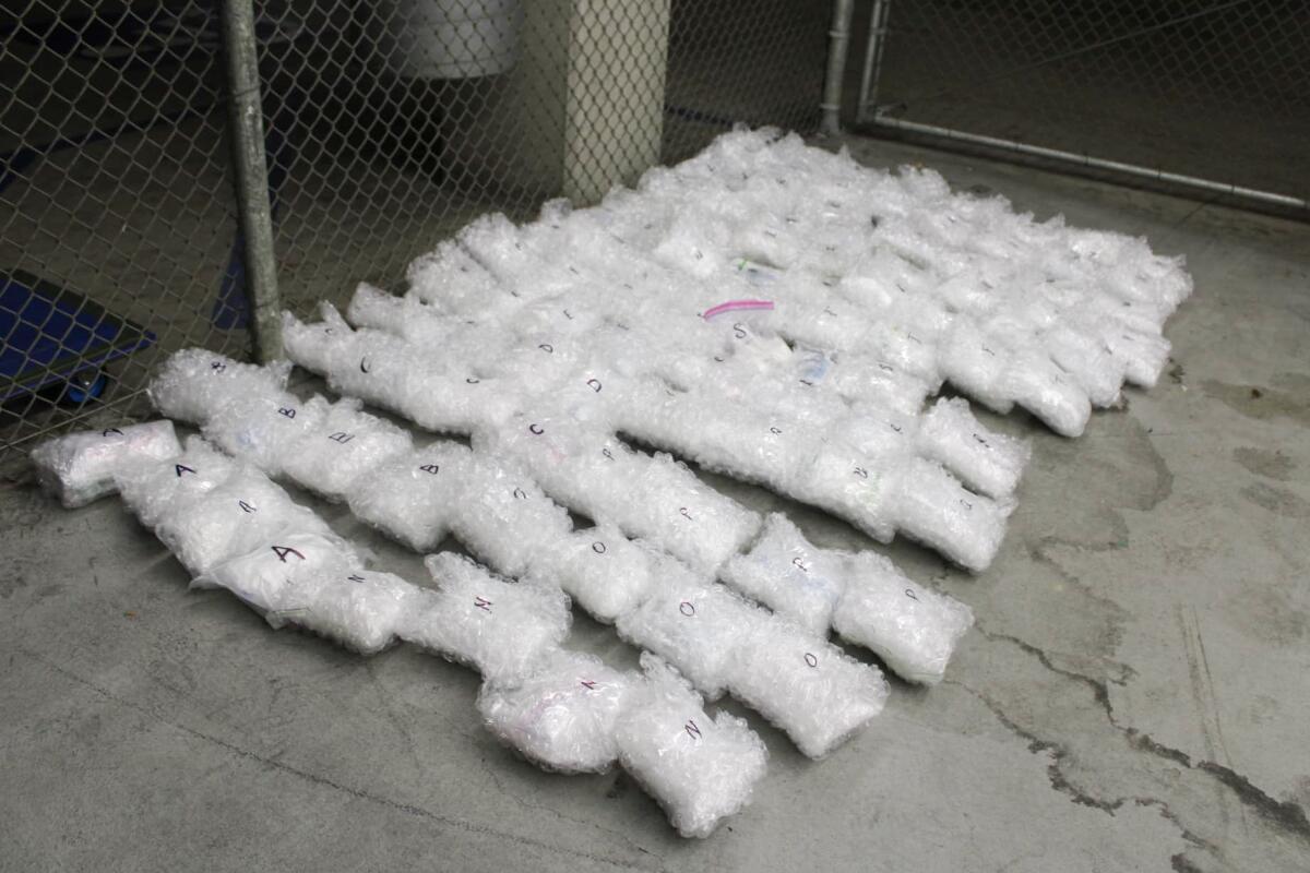 Boxes containing about 235 pounds of methamphetamine were confiscated from an Airbnb on Ethel Avenue in Alhambra.