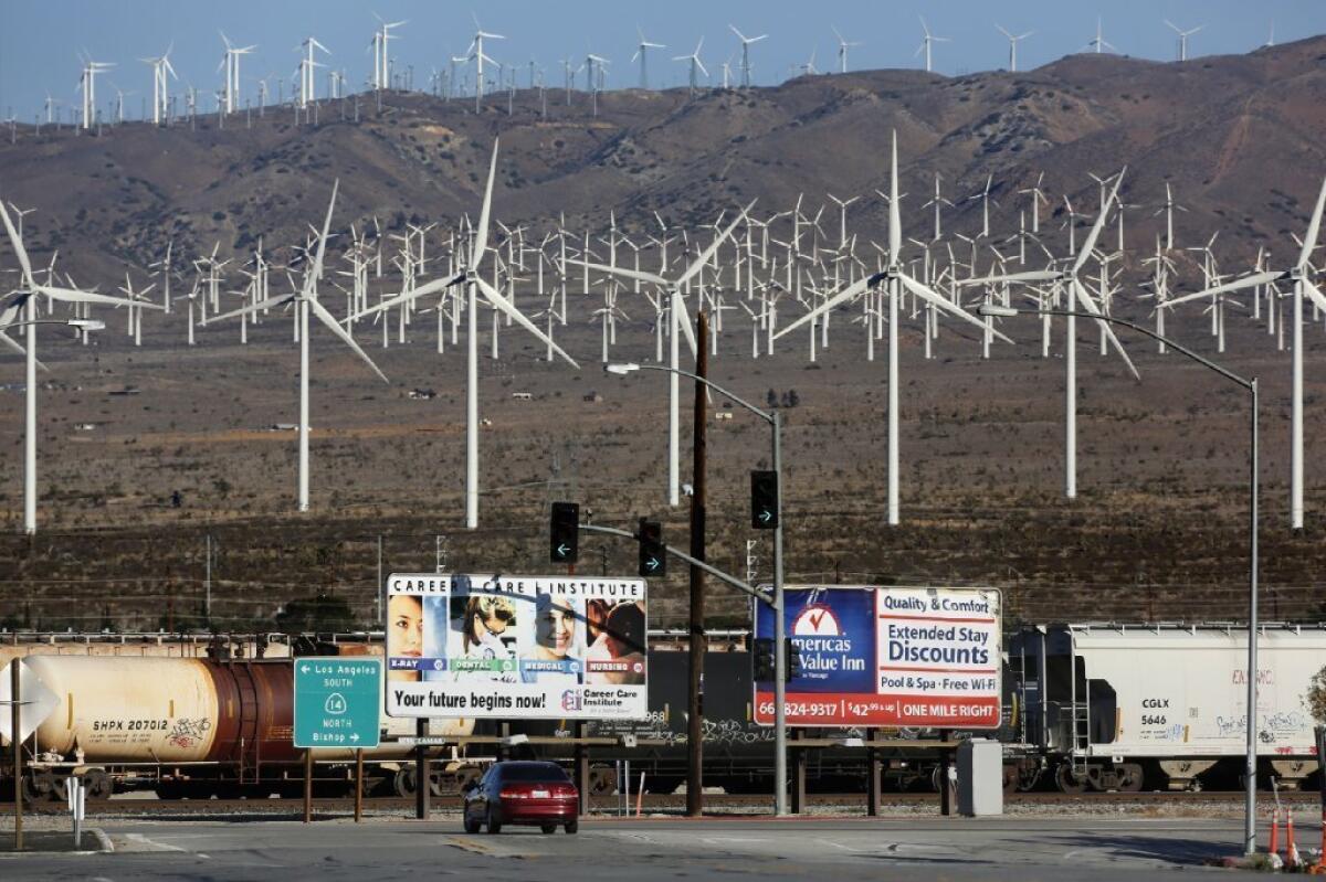 A wind farm near Tehachapi, Calif. A Lawrence-Berkeley lab study says such generators don't affect housing values.