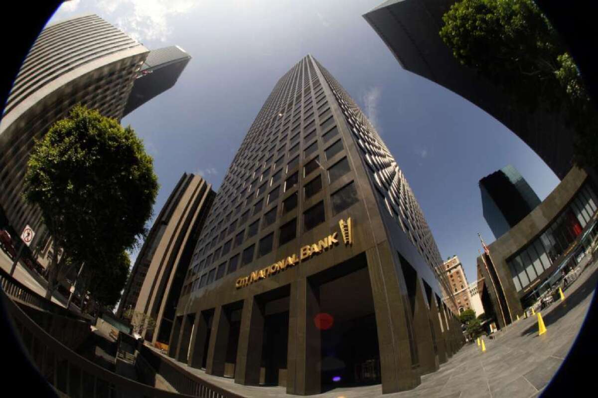 City National Corp., the parent company of City National Bank, reported higher profit as assets grew to a record $30.8 billion, up 4% from the first quarter this year and 12% from a year earlier. Above, the bank's offices in downtown Los Angeles.