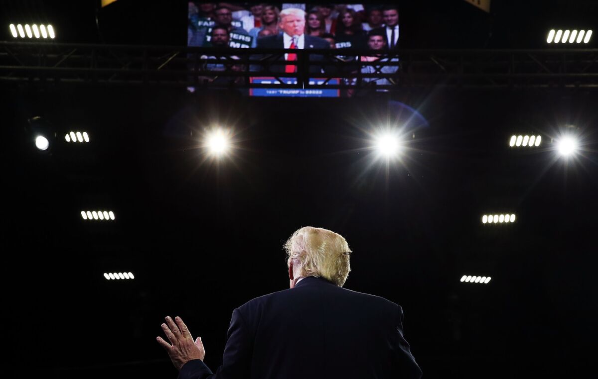Presumptive Republican presidential candidate Donald Trump speaks at a rally in Fresno in May.