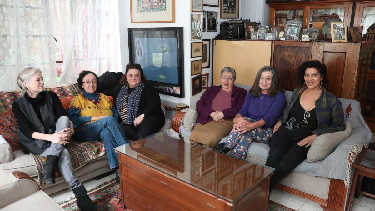 The women behind "Radical Women" gather for a roundtable discussion in Mexico City at the home and studio of Mónica Mayer. (Susana Gonzalez / For The Times)