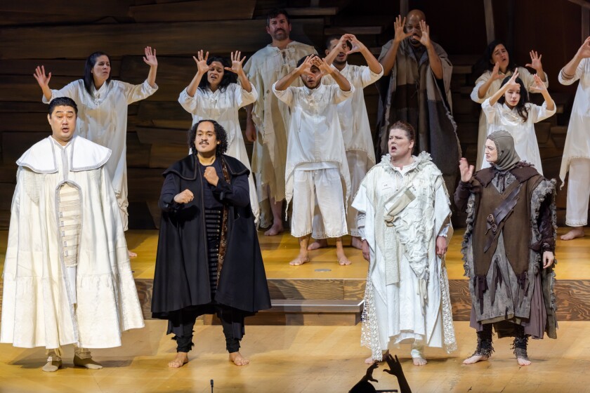 Actors and singers perform in the Los Angeles Philharmonic production of "Fidelio"