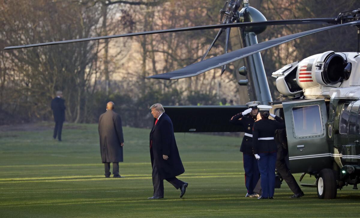 President Trump arrives Dec. 4 at a resort near London for a NATO summit.