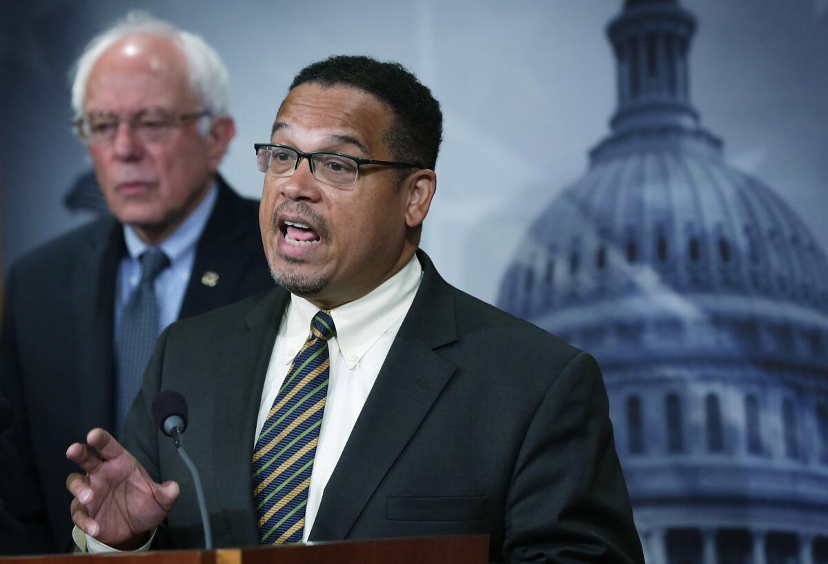 Rep. Keith Ellison (D-Minn.) with Sen. Bernie Sanders.