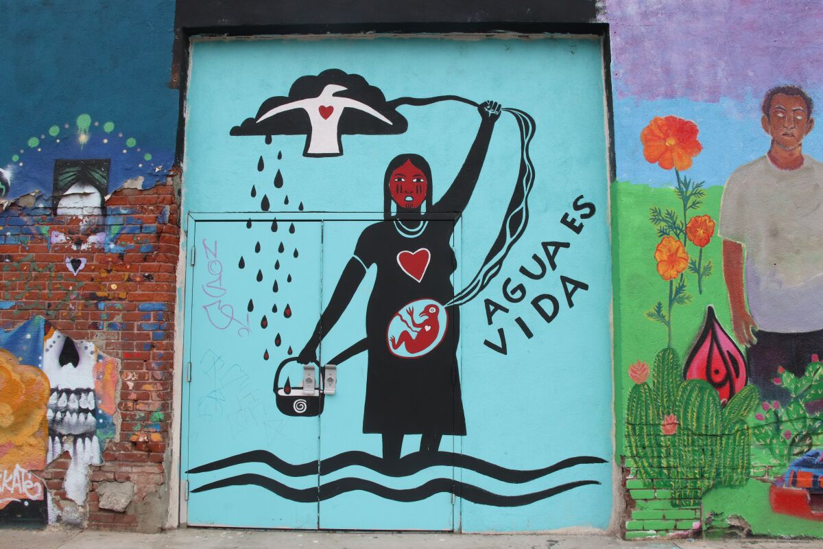 Maria Romero photographed the "Water Is Life" mural