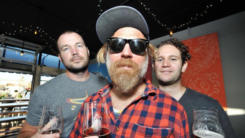 Members of Bang Pow, Grab a Brew at Mike Hess Brewing In Ocean Beach. They are (from left) Doug Kunnath, Tommy Dubs and Jonathan Zander. (Rick Nocon)