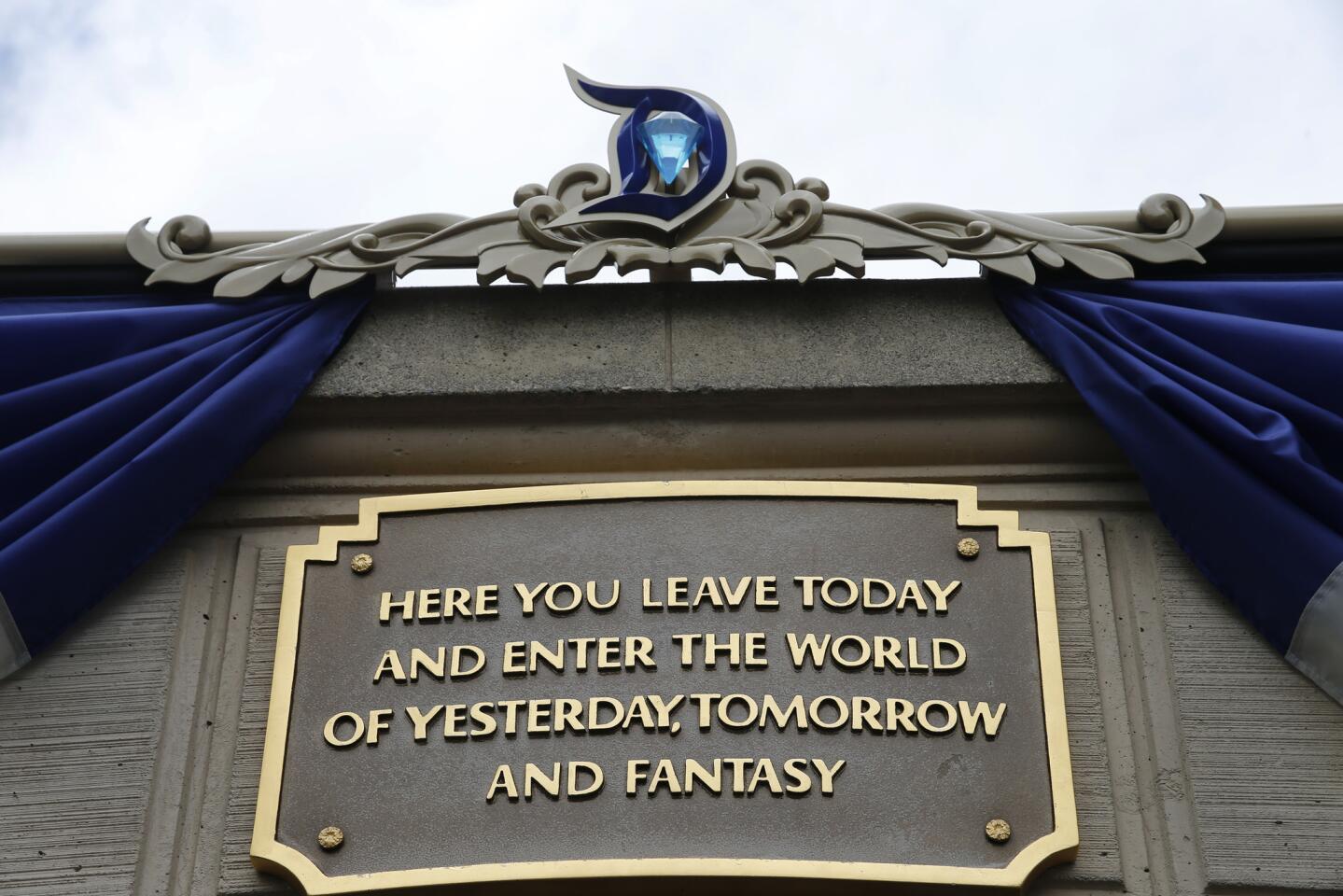 Special decorations for Disneyland's start to its 60th anniversary celebration greeted visitors on Main Street U.S.A.