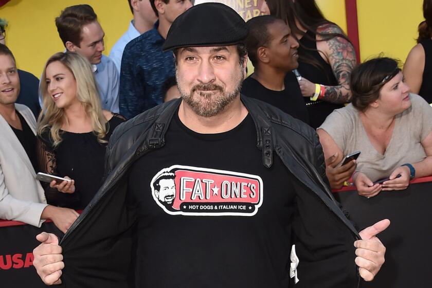 Joey Fatone promoted Fat One's at the "Sausage Party" premiere in Westwood in August.