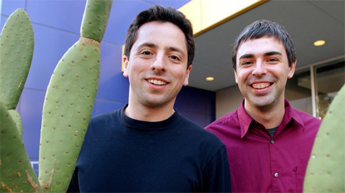 ARCHITECTS: Google co-founders Sergey Brin, left, and Larry Page have acknowledged that their firm has an unconventional bent.