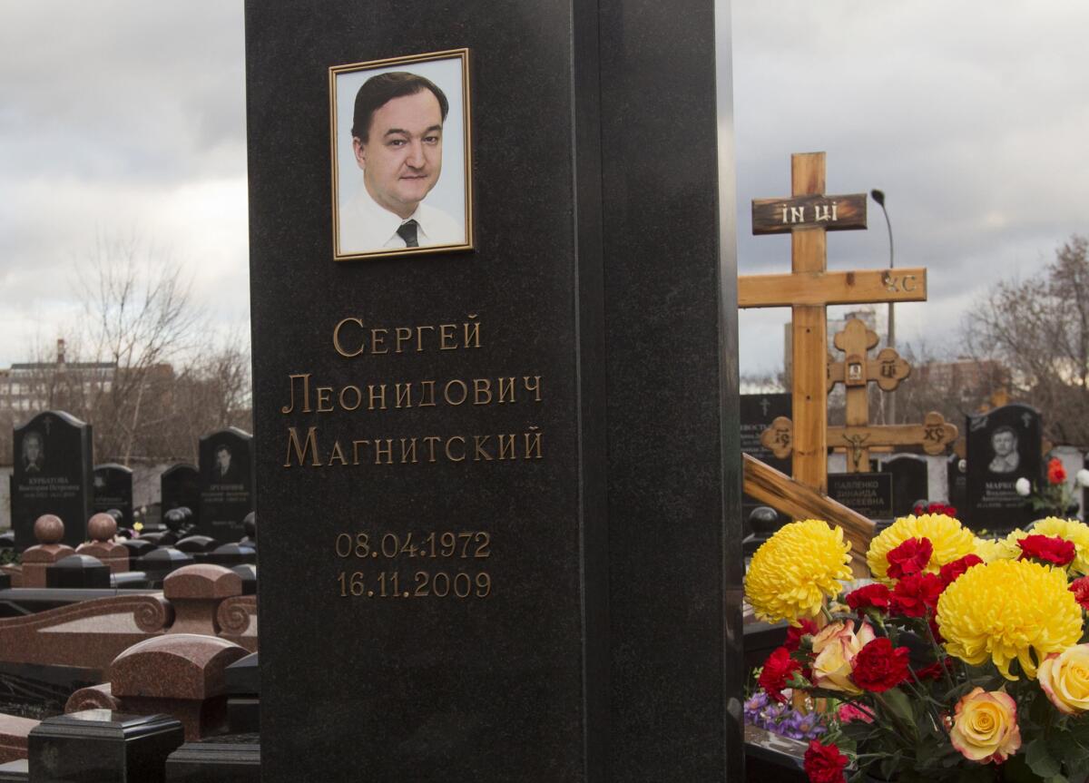 The Moscow grave of lawyer Sergei Magnitsky.