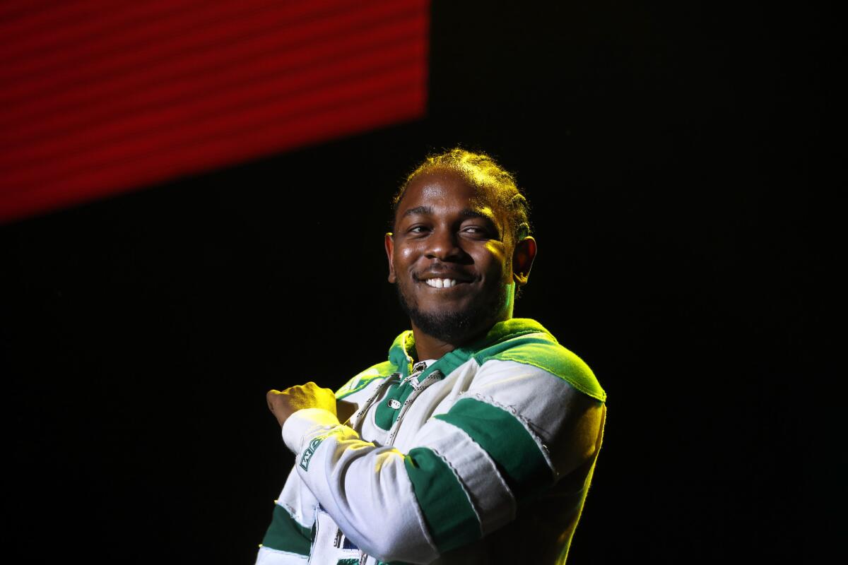 Kendrick Lamar performs at the Forum in Inglewood on Sunday, Nov. 8.