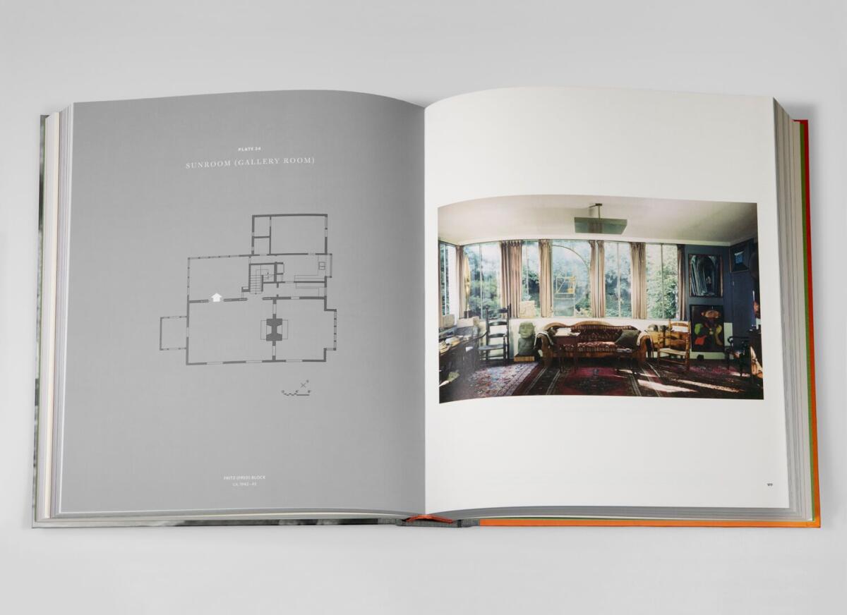 Photographs of the interior are mapped on floorplans of the Arensbergs' house.