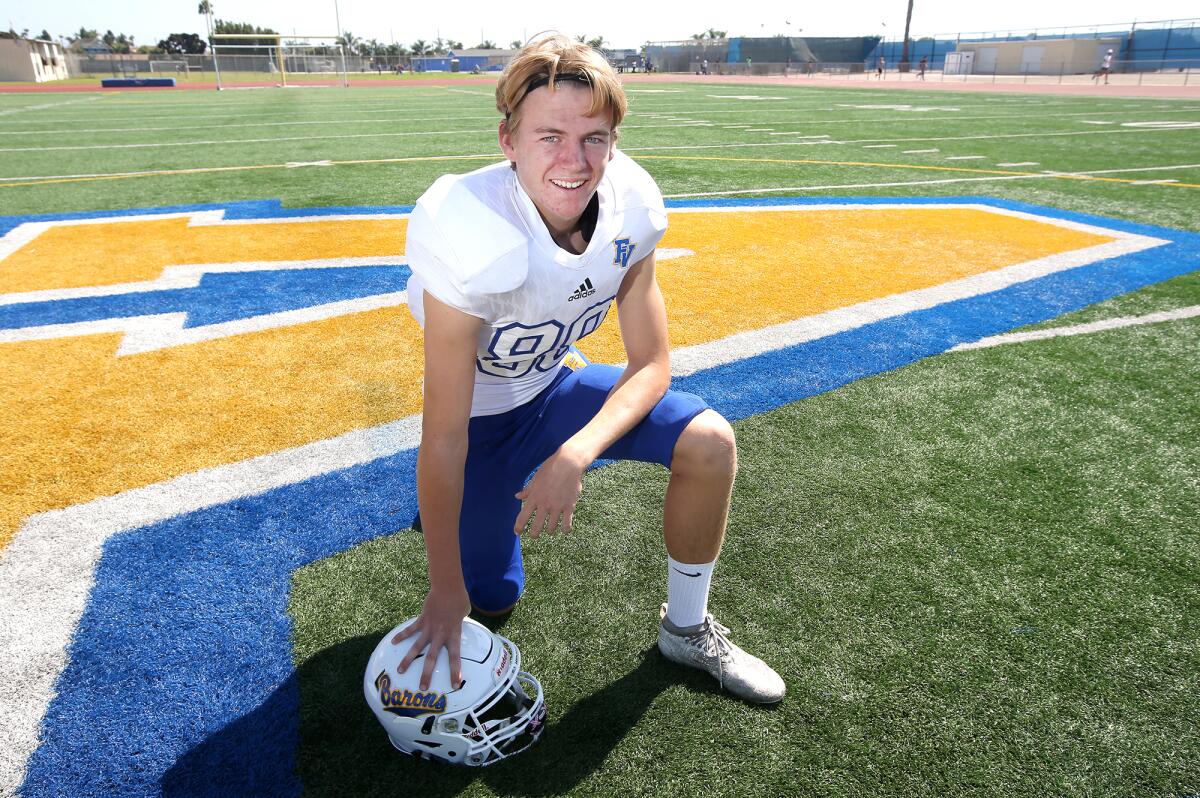 Blake Anderson had eight receptions for 156 yards and four touchdowns in Fountain Valley's 42-6 win over Agoura on Sept. 20.