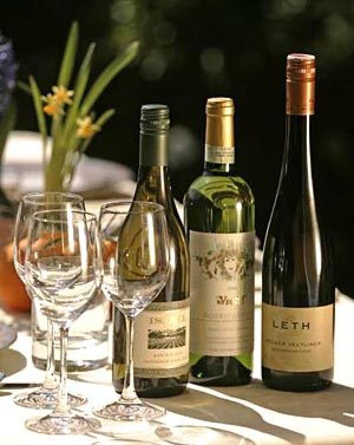 GLOBAL: Isabel Marlborough Sauvignon Blanc from New Zealand, left, Leth Grüner Veltliner Steinagrund from Austria and Vietti Roero Arneis from Piedmont, Italy.