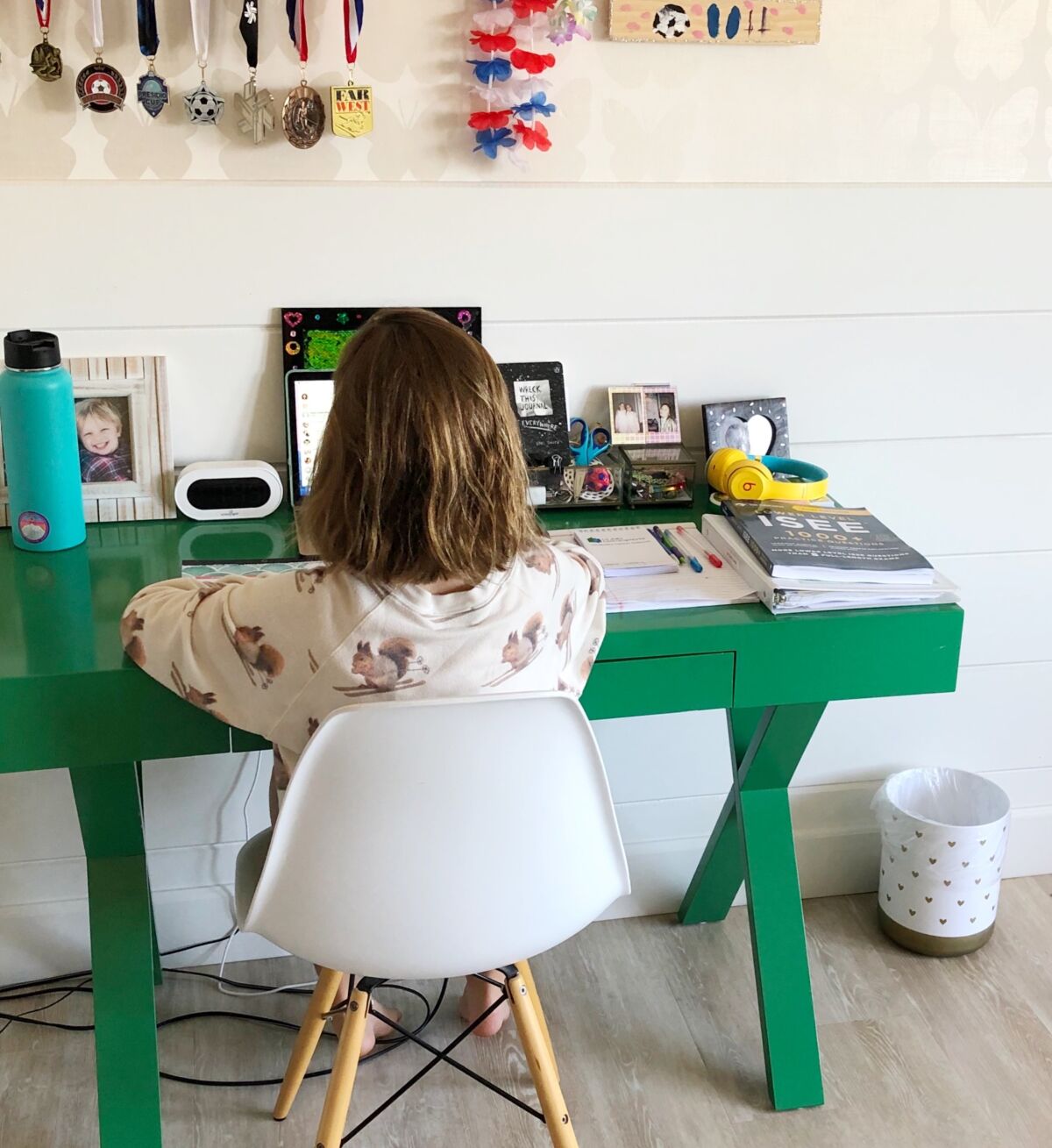 A student takes online tutoring during the coronavirus stay-at-home orders.