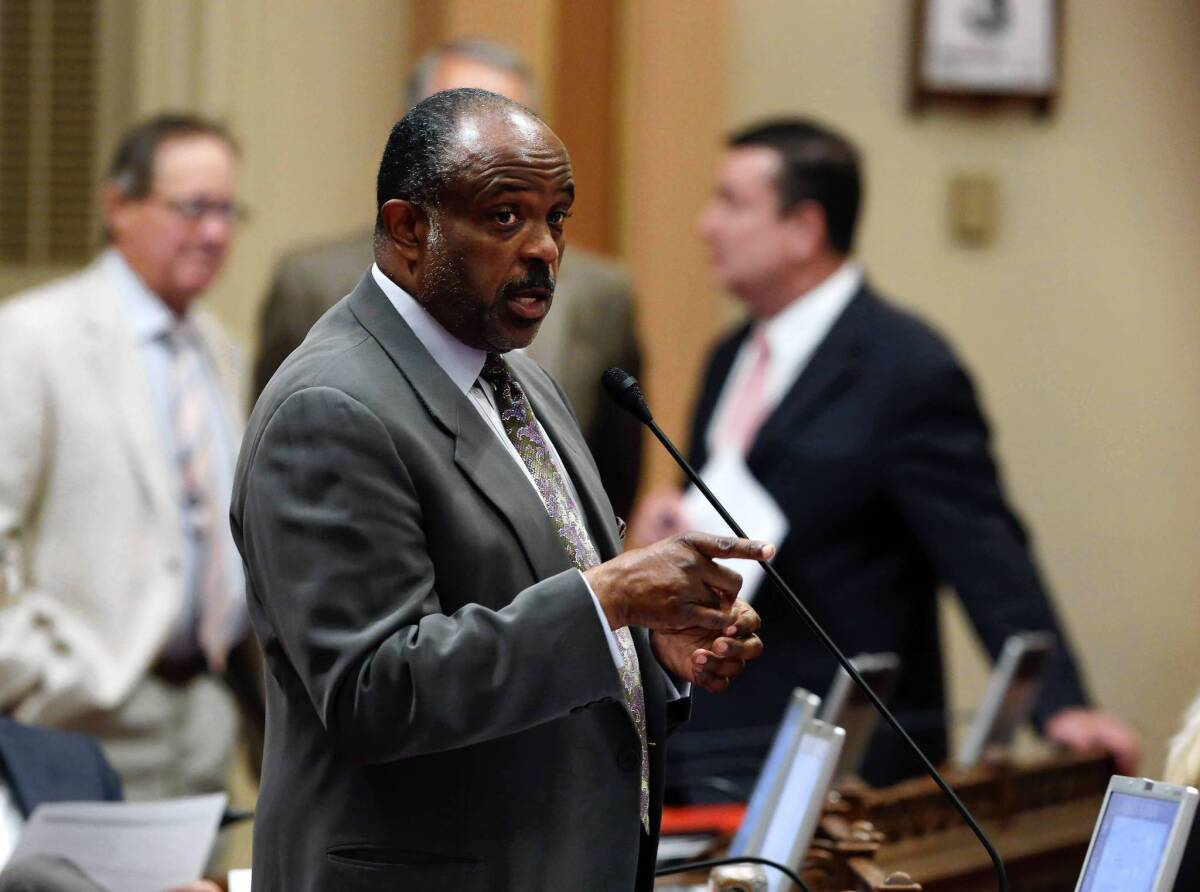 State Sen. Roderick D. Wright (D-Inglewood) is shown at the Capitol during a Senate session in July. He has won another delay in his trial on voting fraud and perjury charges.