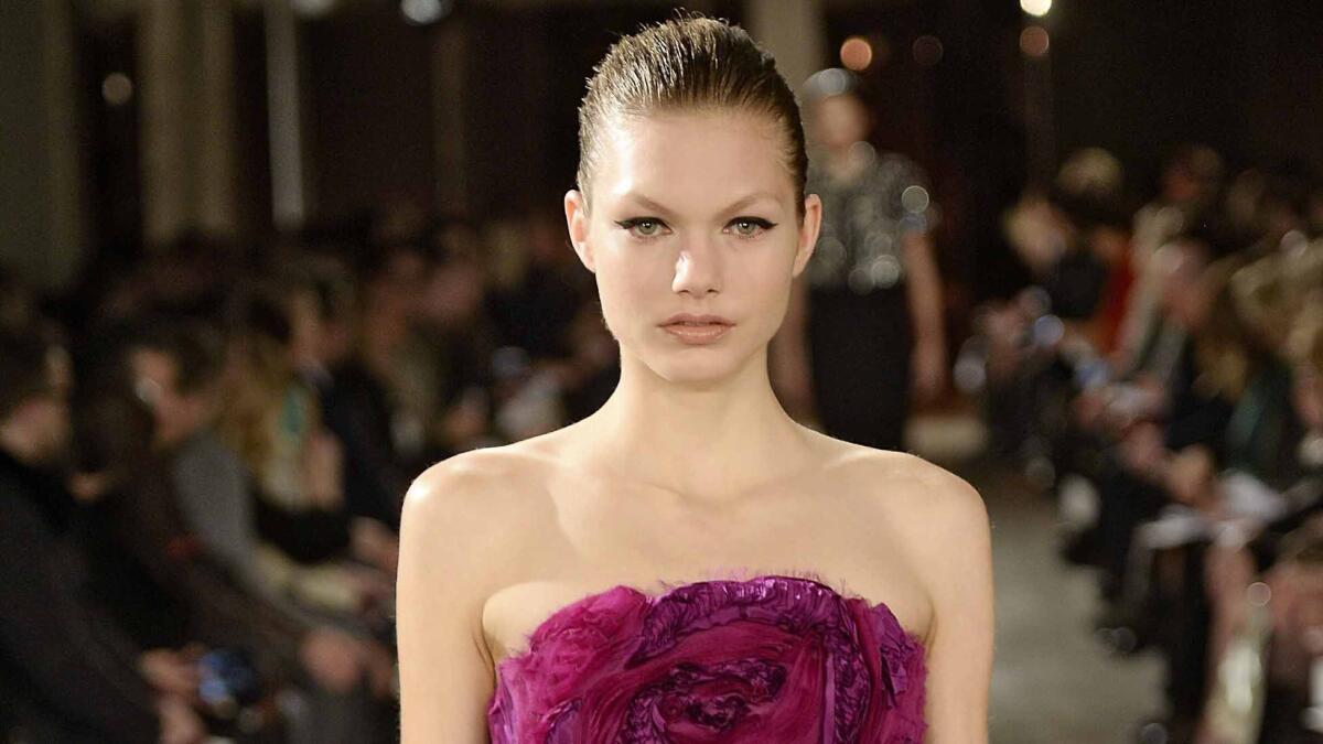 The Oscar de la Renta autumn-winter fashion show Tuesday during New York Fashion Week was the label's first from designer Peter Copping after De la Renta's death in October.