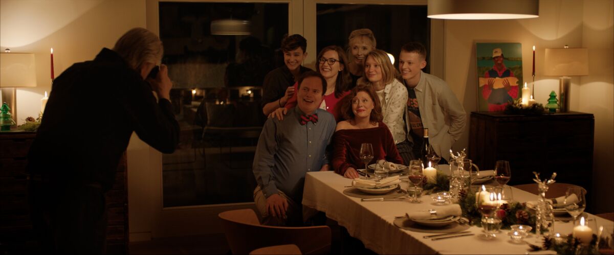 A scene depicting a holiday family gathering in the movie "Blackbird."