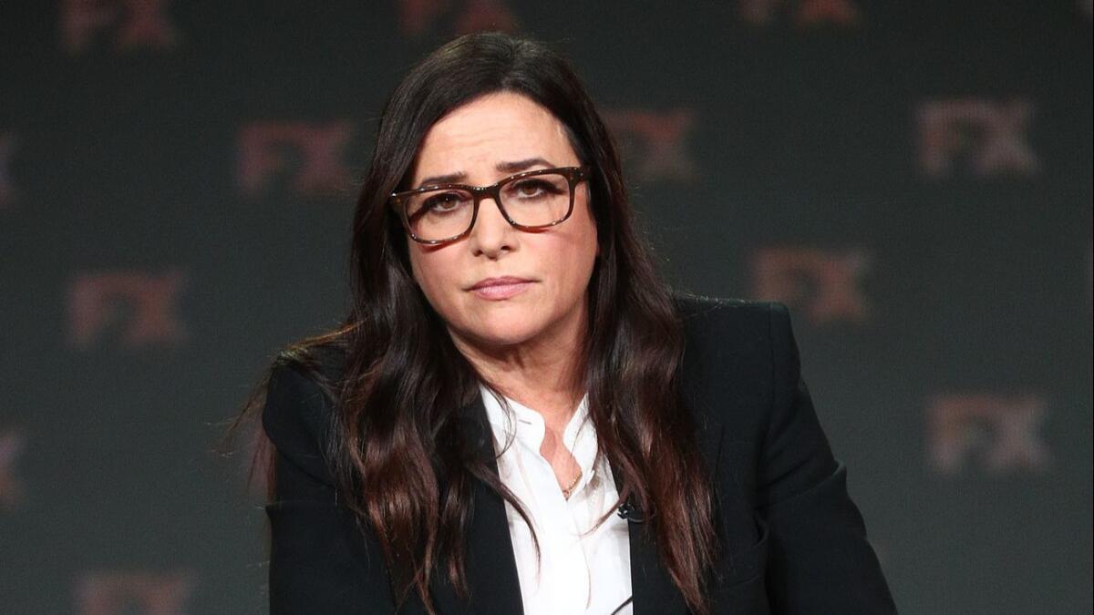 Pamela Adlon, of "Better Things," speaks during the FX segment of the 2019 Winter Television Critics Association Press Tour.