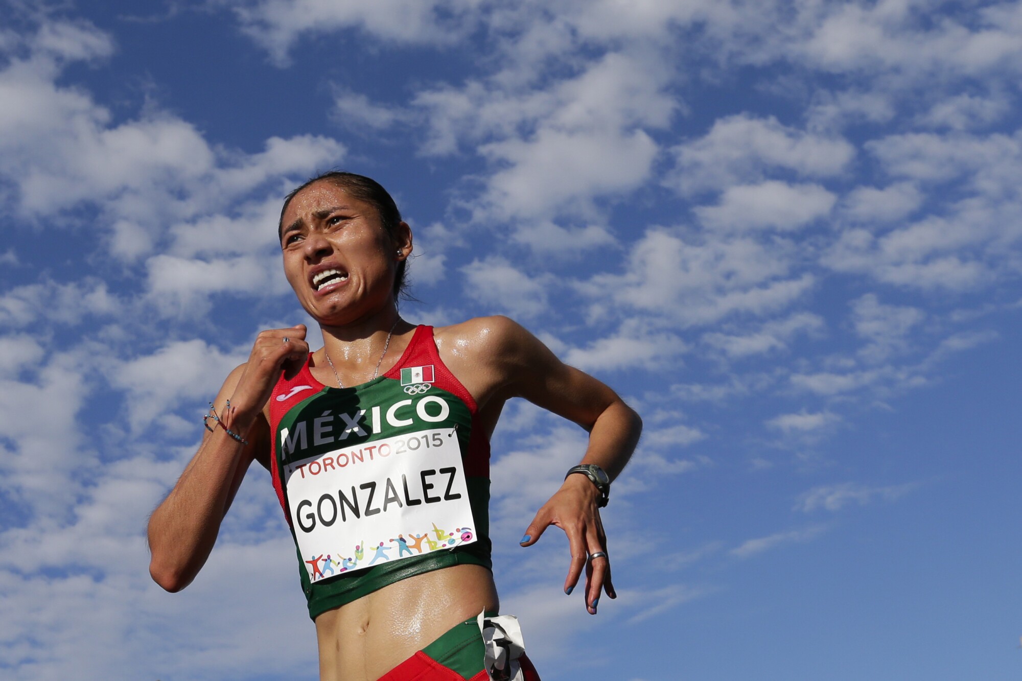 Mexico's Maria Gonzalez competes during a 20-kilometer racewalk at the 2015 Pan Am Games in Toronto.