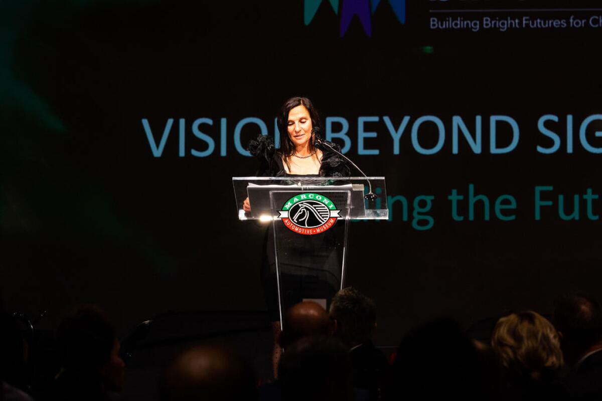 Carol Trapani speaks at the Vision Beyond Sight gala.