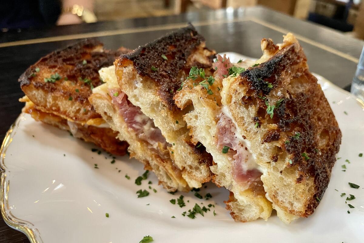 The Croque Matthieu sandwich on the new bar menu at Pasjoli in Santa Monica.