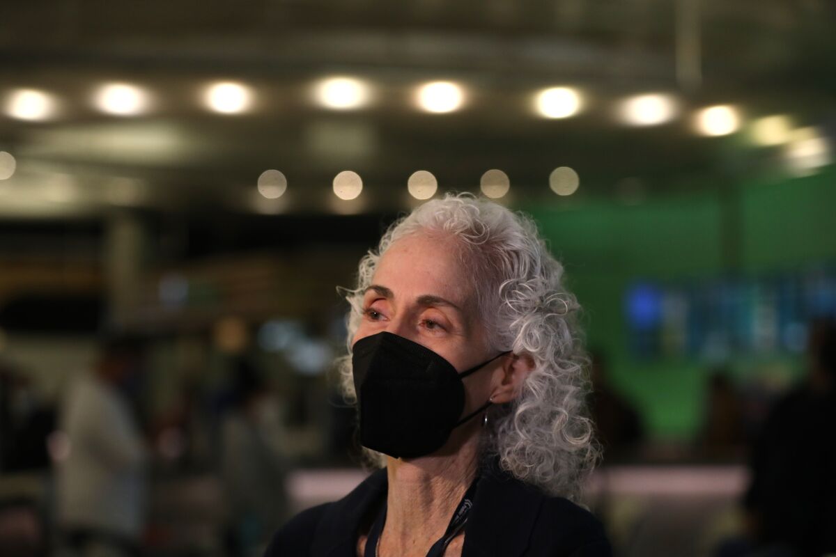 Barbara Ferrer wearing a mask