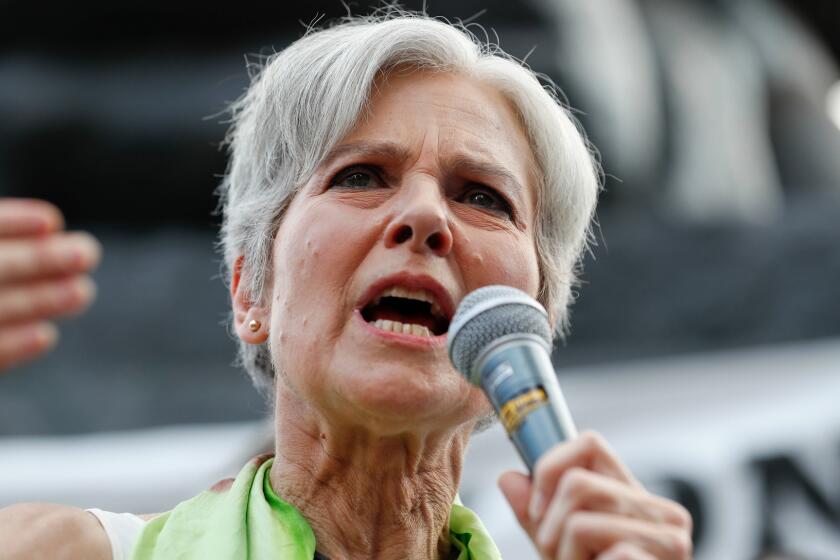 Jill Stein, Green Party presidential nominee, speaks at a rally in Philadelphia on July 27.