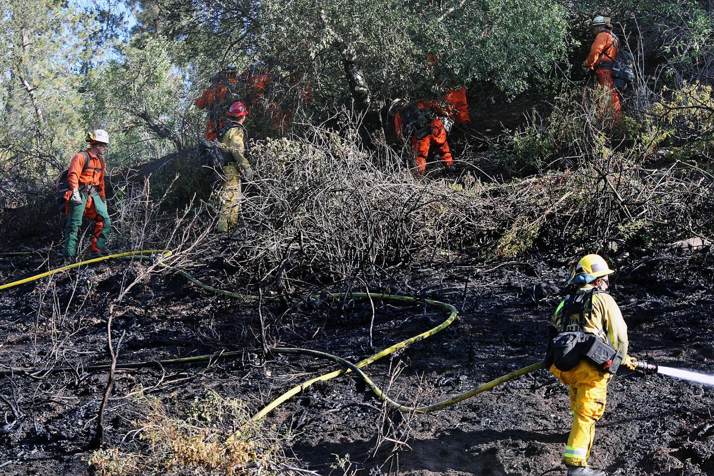 Photo Gallery: Brush fire mop up on Figueroa Street and Linda Vista Road