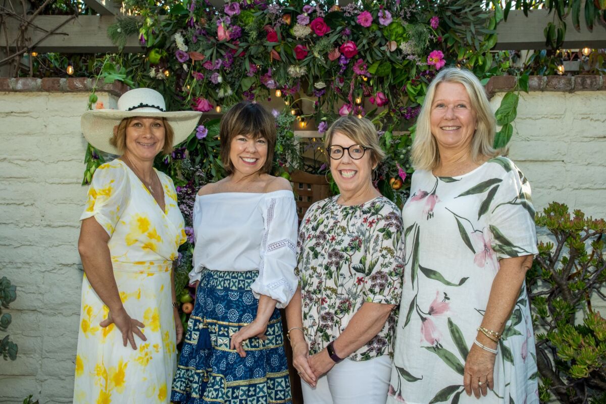 Alan Gibbons, Debra Jane Downing, Julie Lilo and Pam Janeiro at the Sherman Library and Gardens Summer Garden Party.