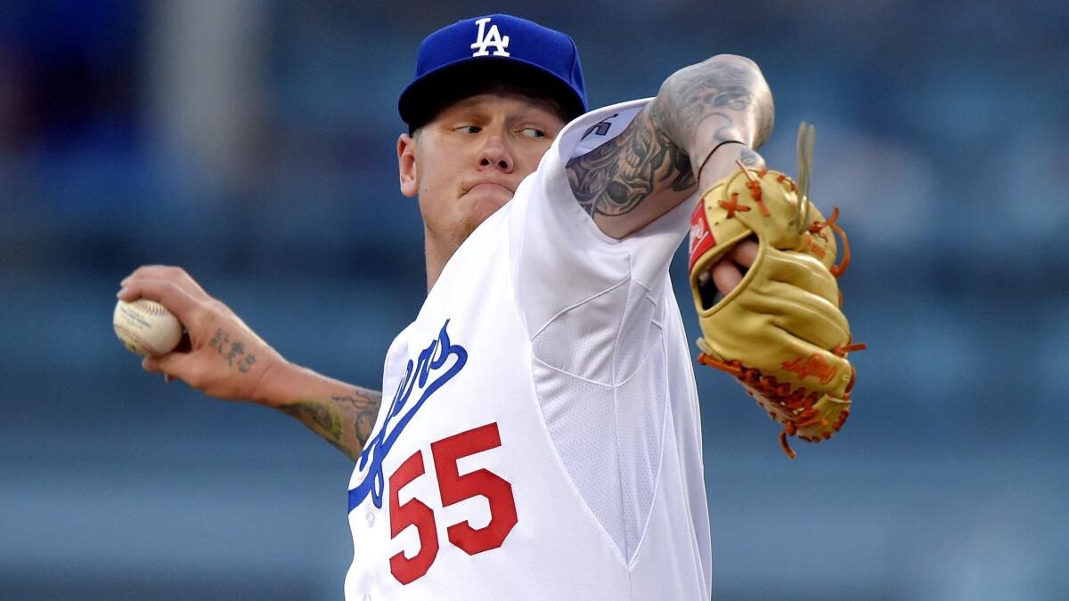 Pitcher Mat Latos is 0-2 in six starts for the Dodgers.